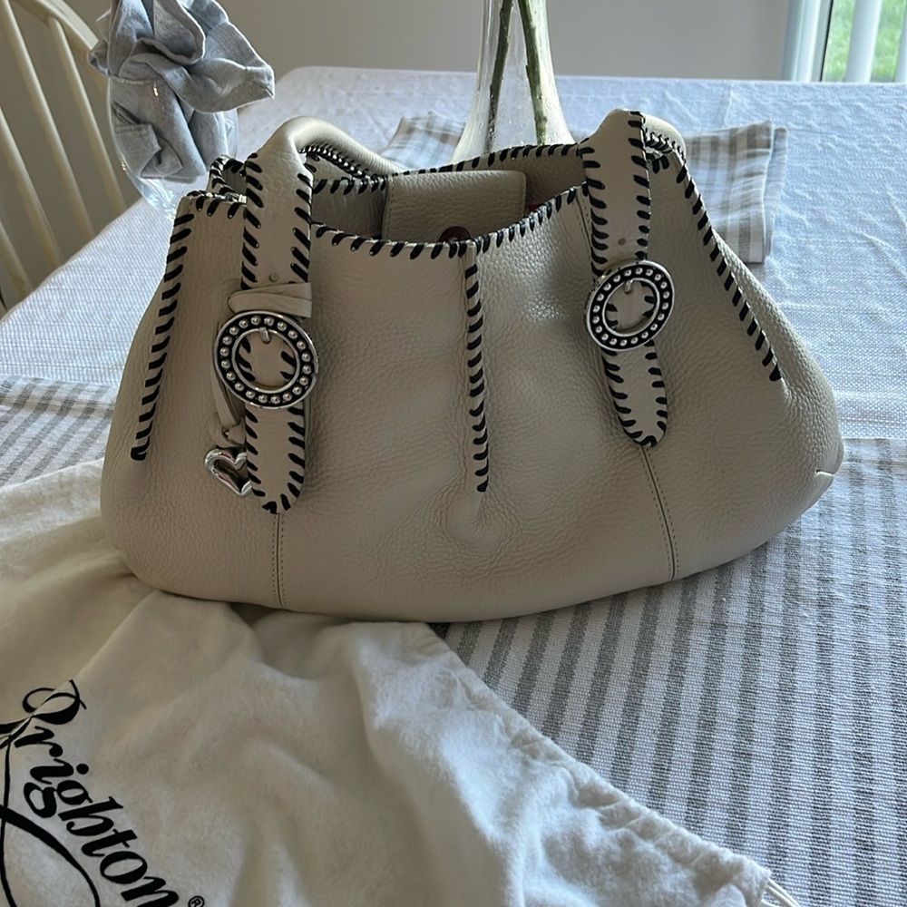 Brighton White Leather Tote Bag